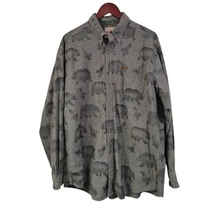 Vintage Woolrich Bear Eagle All Over Print Flannel Shirt Large 90s Vintage